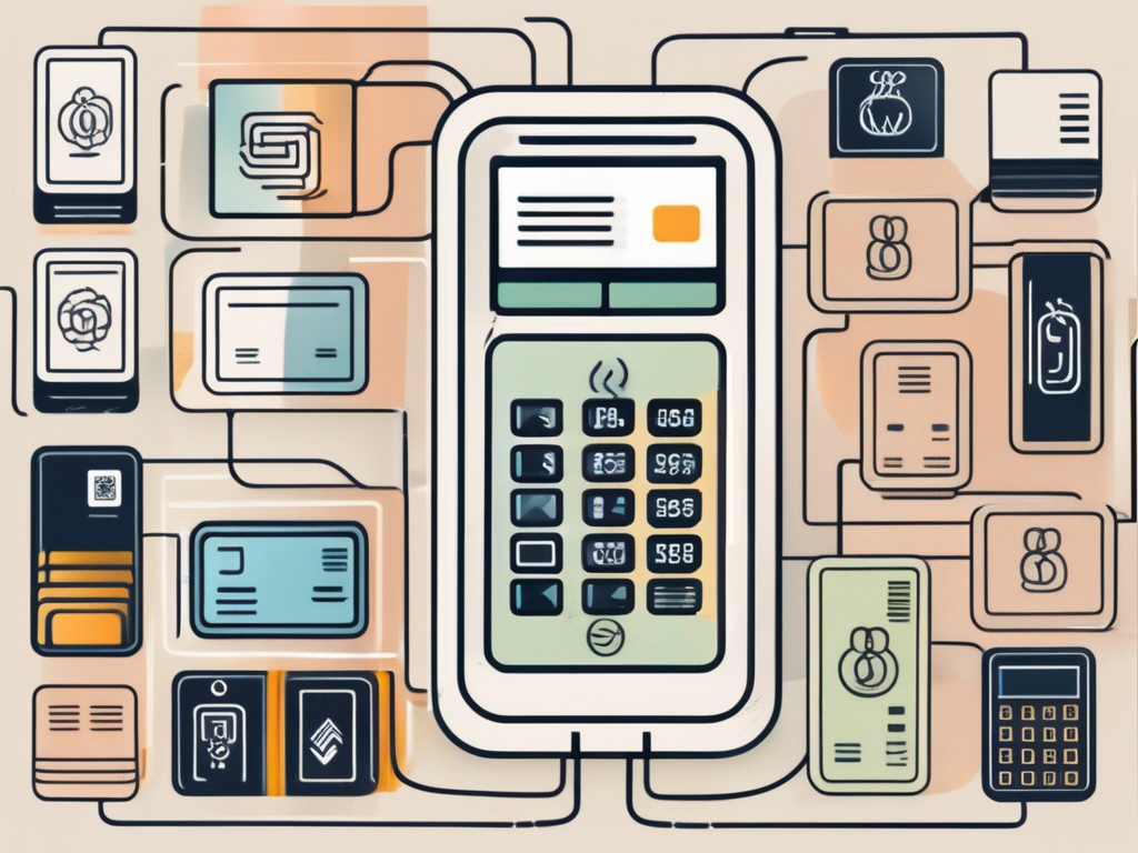 An elegant mobile payment terminal displaying a transaction screen